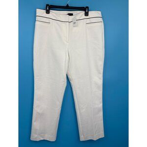 Ann Taylor Factory The Ankle Trouser Pant White With Black Piping Sz 14 NEW